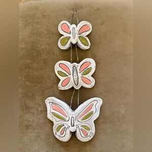 Butterfly Wall Hanging Clay Bud Vases - Pink and Green